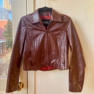 Vintage Wilson Dark Red Cropped Leather Jacket